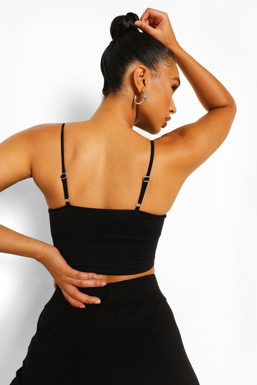 Women's Black Second Skin Brushed Square Neck Bralette