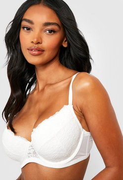 ELLOS PADDED PUSH UP PLUNGE LACE BRA MULTIWAY WHITE BLACK 24 26 28 30 A D C NEW 