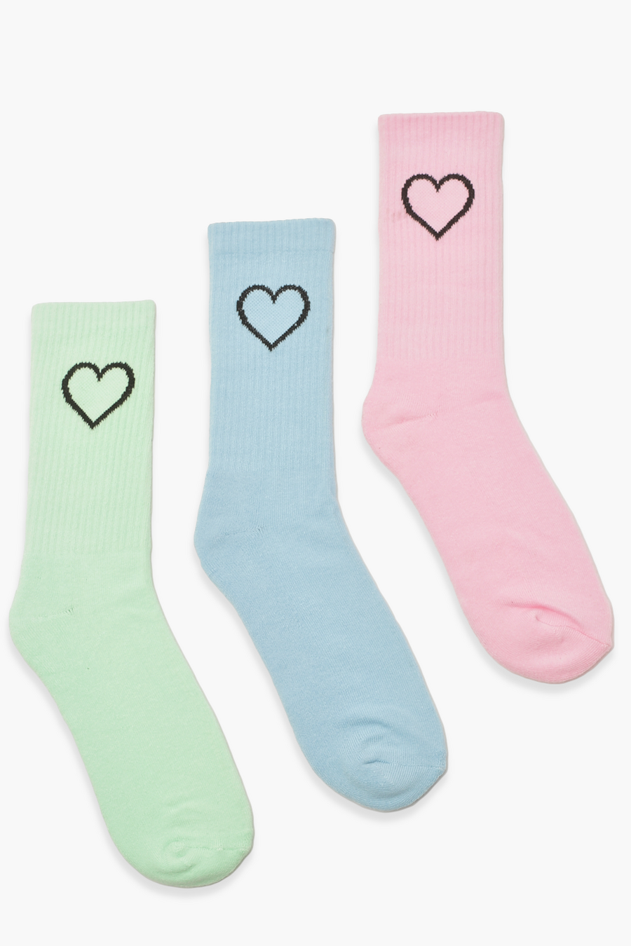 Pack de 3 calcetines con bordado de corazón, Multicolor image number 1
