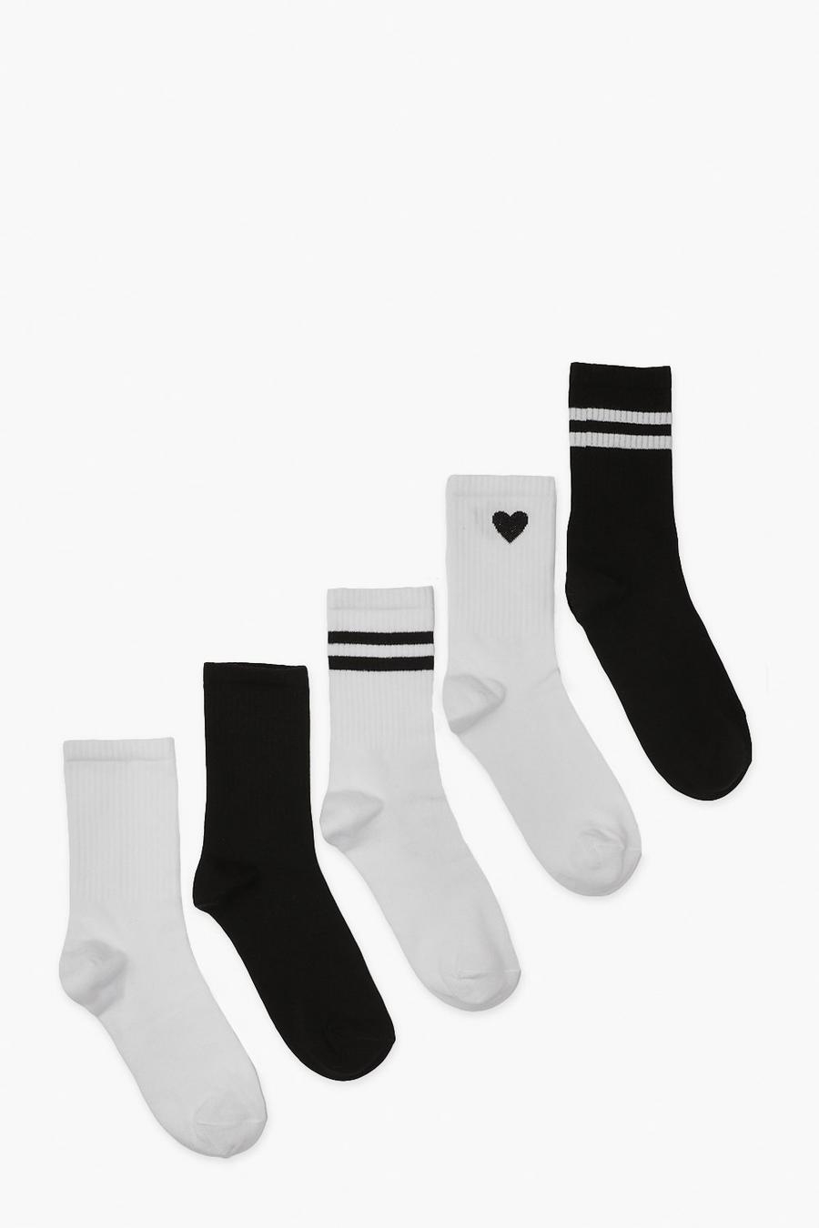 Pack de 5 calcetines deportivos, Blanco y negro image number 1