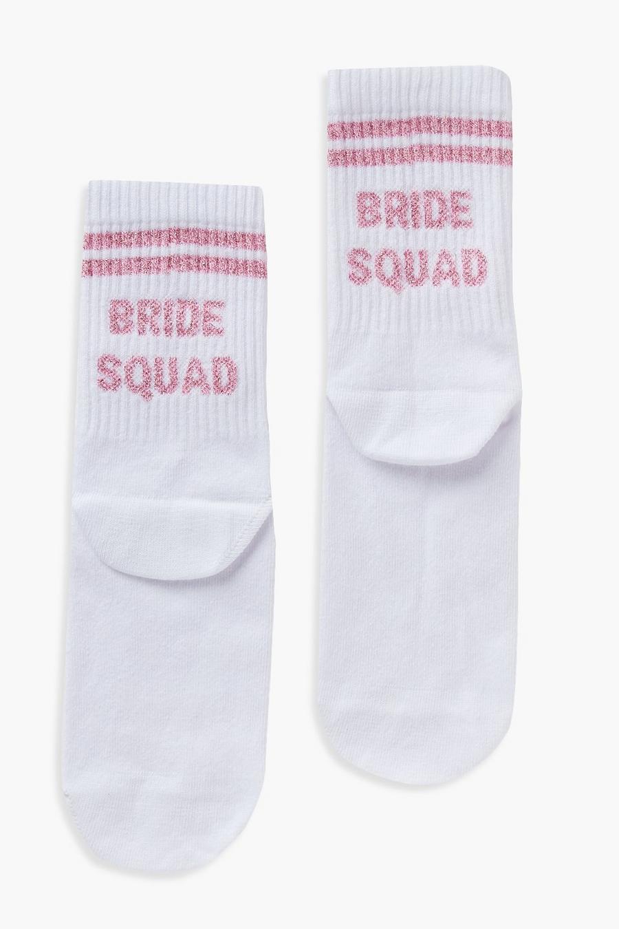 Calcetines con eslogan Bride Squad, Blanco bianco