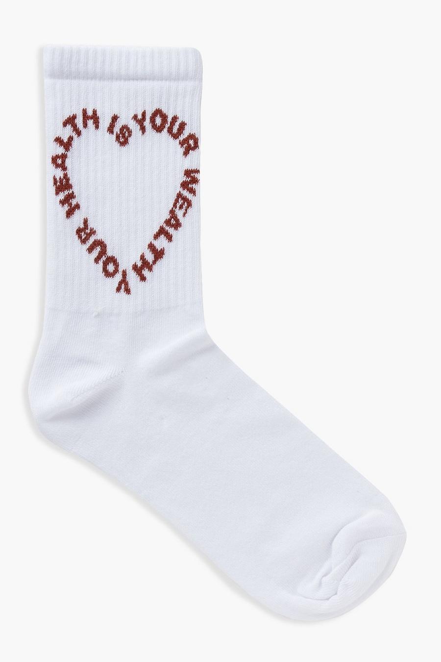 White Health Is Wealth Slogan Sports Sock image number 1
