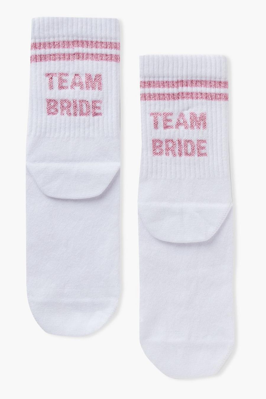לבן bianco גרביים עם כיתוב Team Bride