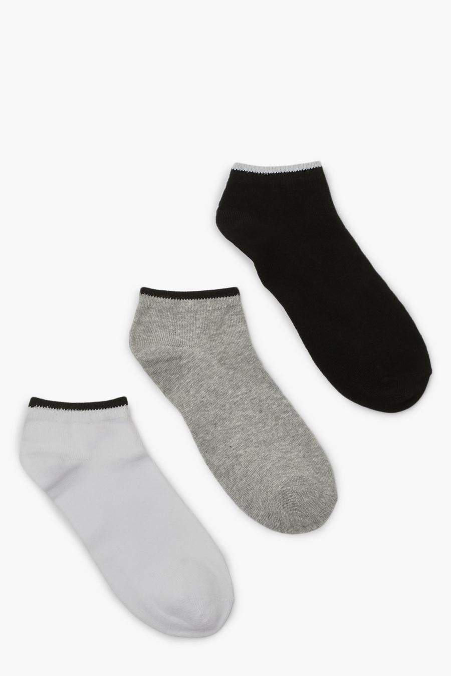 3er-Pack Sneaker-Socken mit Kontrasteinsatz, Mehrfarbig image number 1