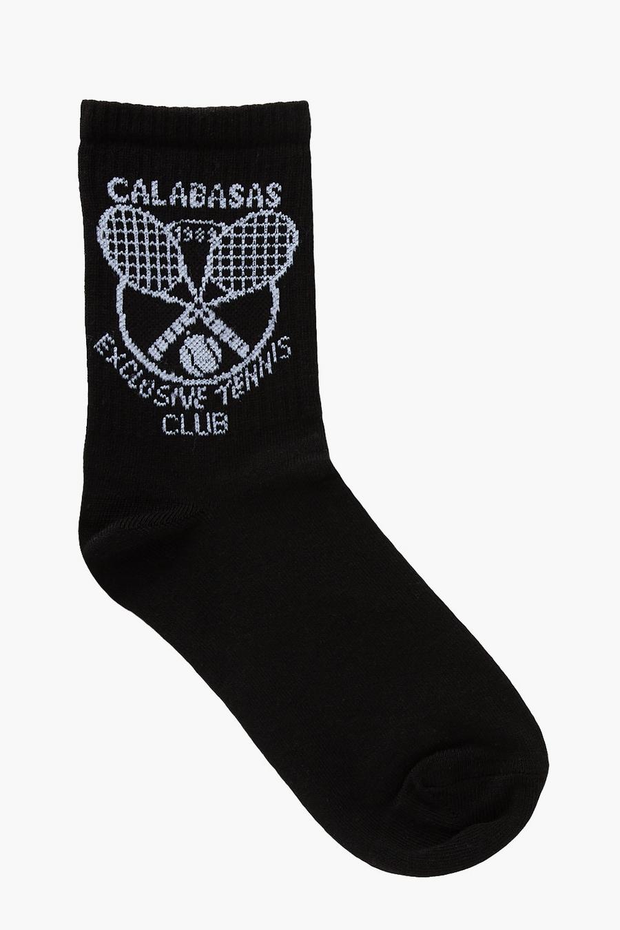 שחור גרבי ספורט טניס עם כיתוב Calabasas  image number 1