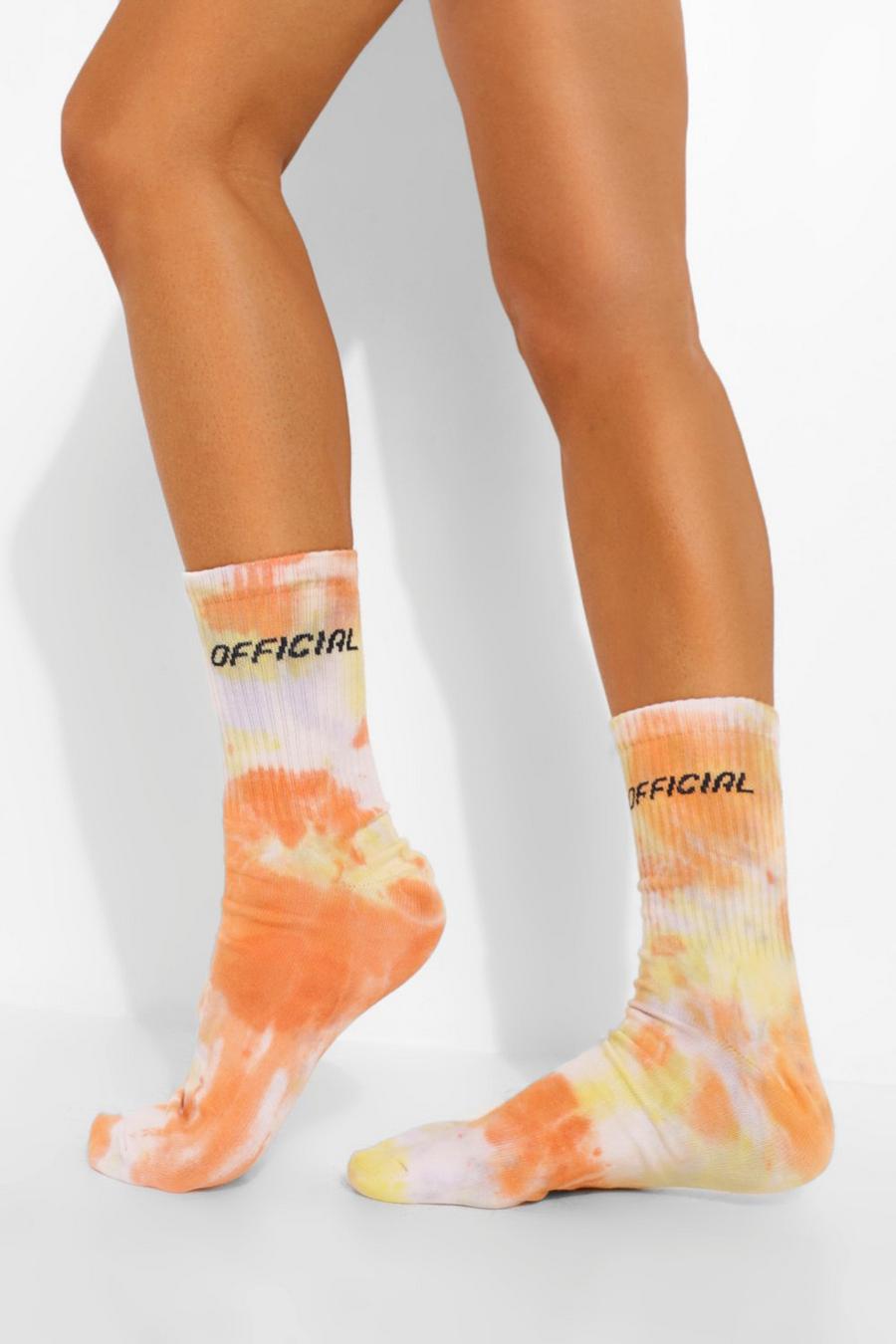 Yellow Official Branded Tie Dye Socks image number 1