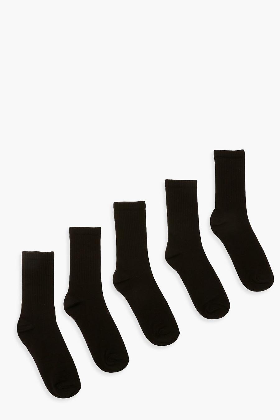 Black Plain Sports Socks 5 Pack image number 1