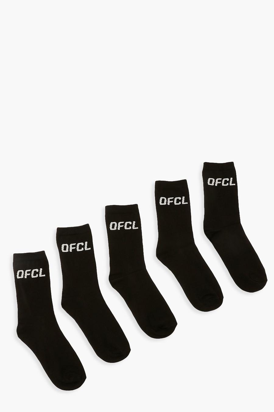 Black Ofcl Sports Socks 5 Pack image number 1