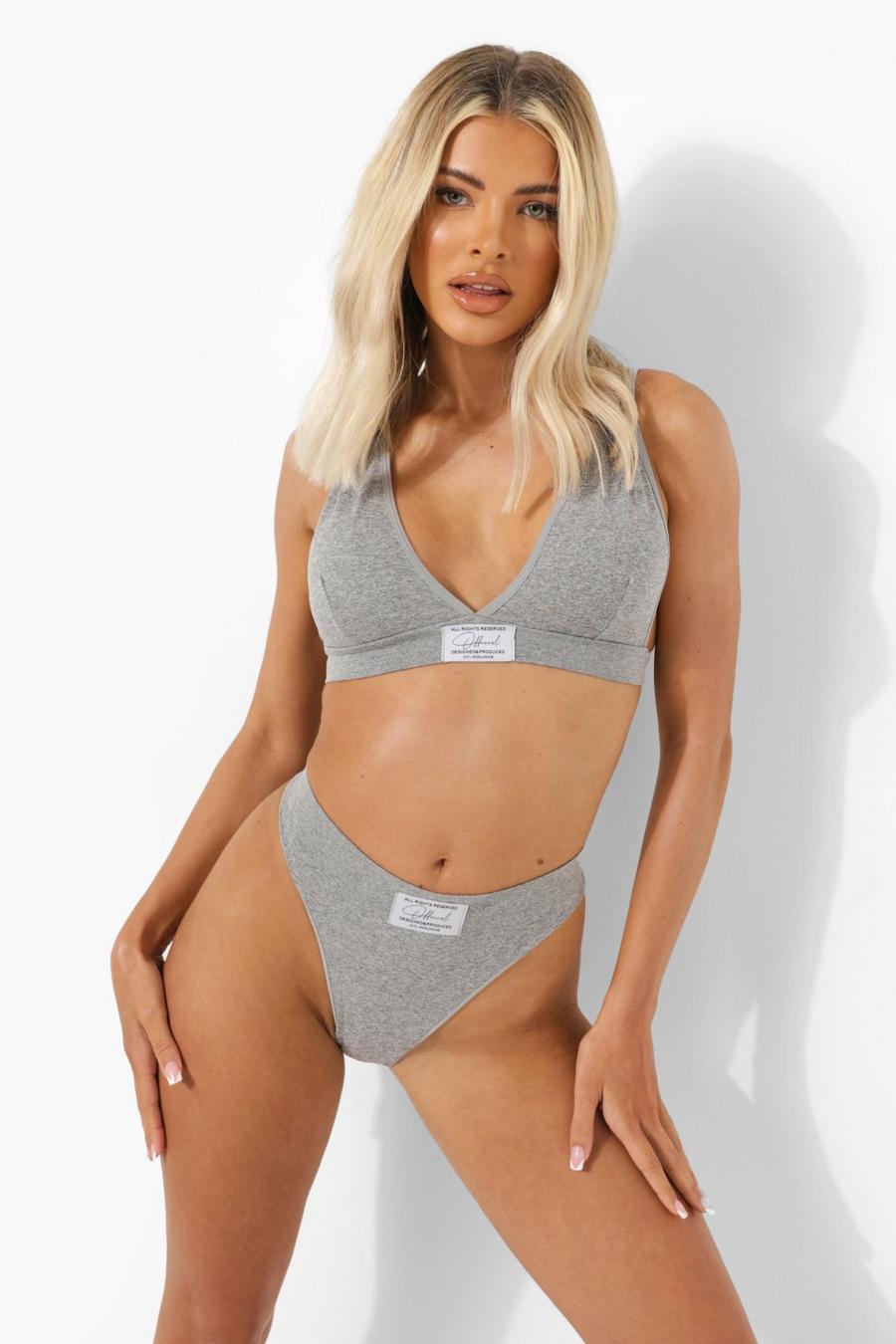 Grey Second Skin Official Woven Tab Thong image number 1