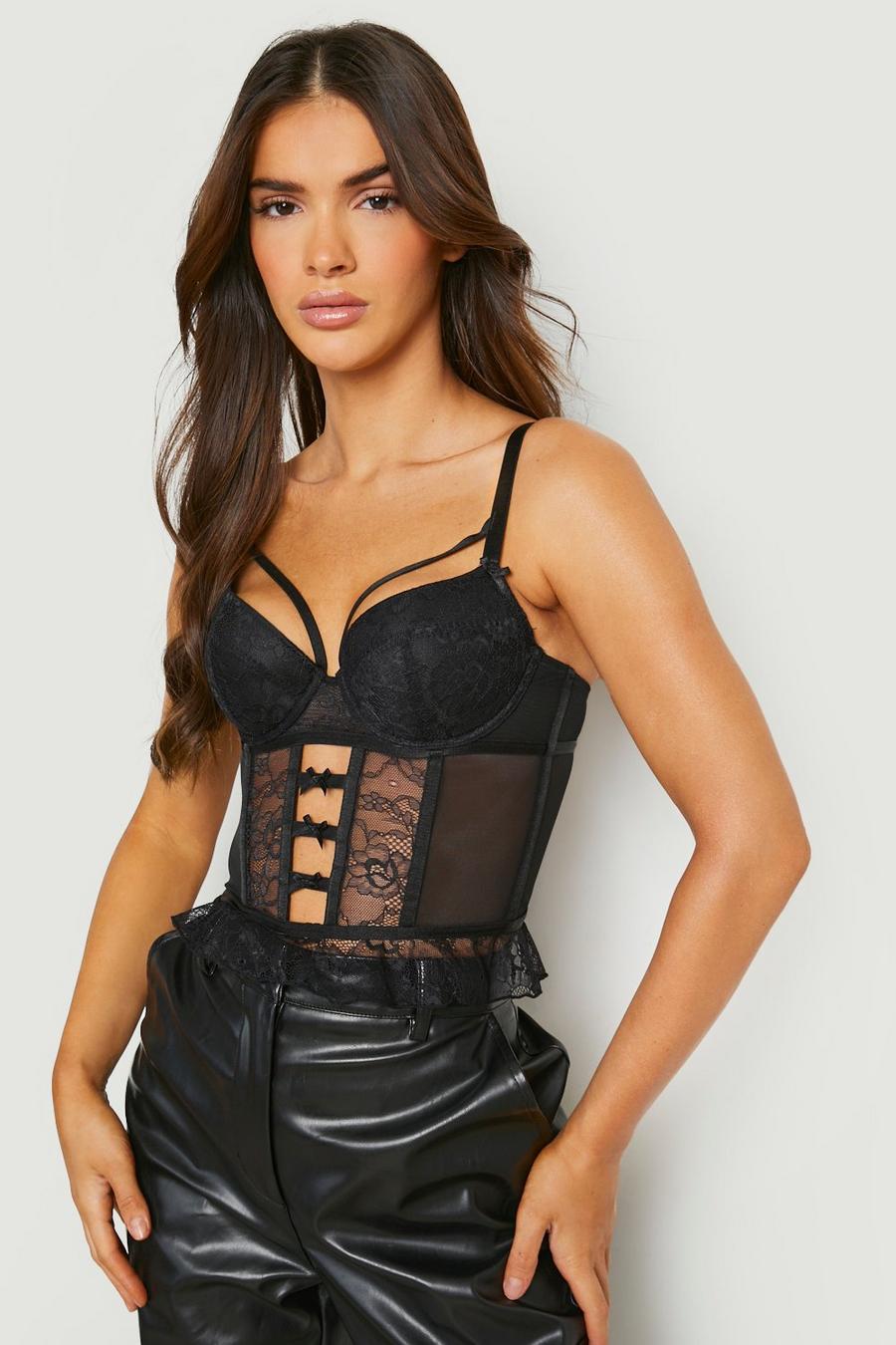 Lace Frill & Cage Detail Cut Out Bra
