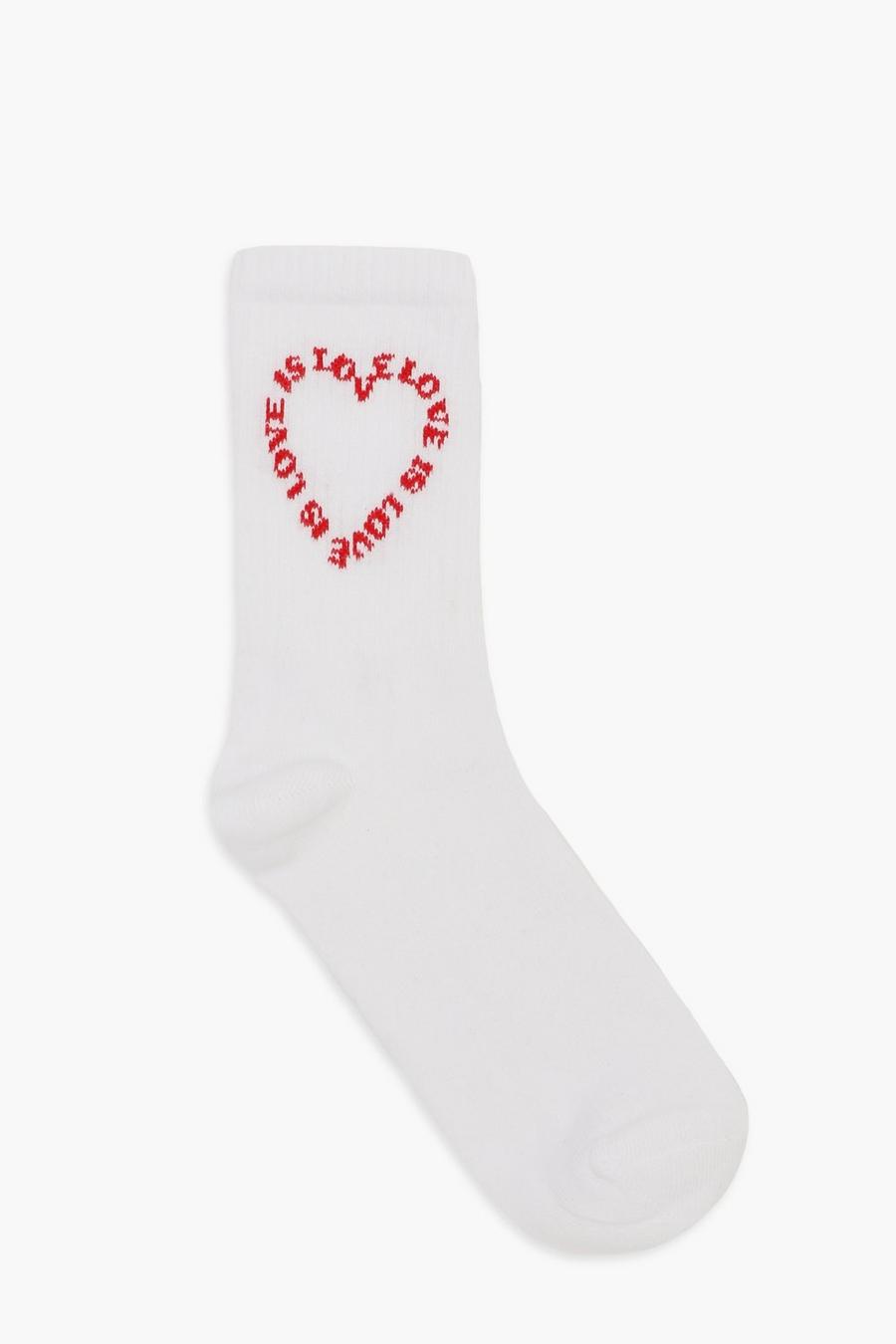 White Love Is Love Slogan Sports Socks image number 1