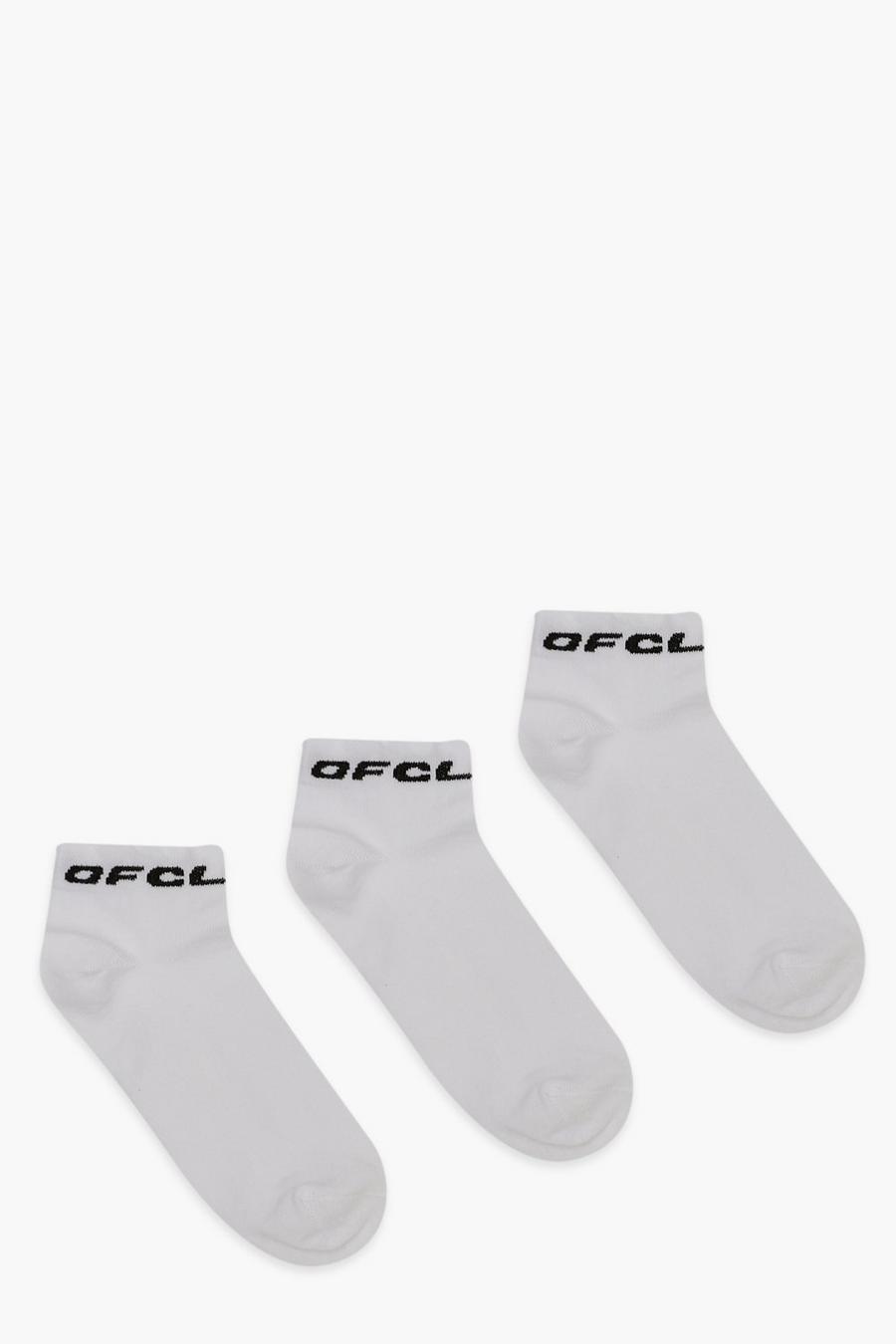 White Ofcl Branded Trainer Socks 3 Pack image number 1