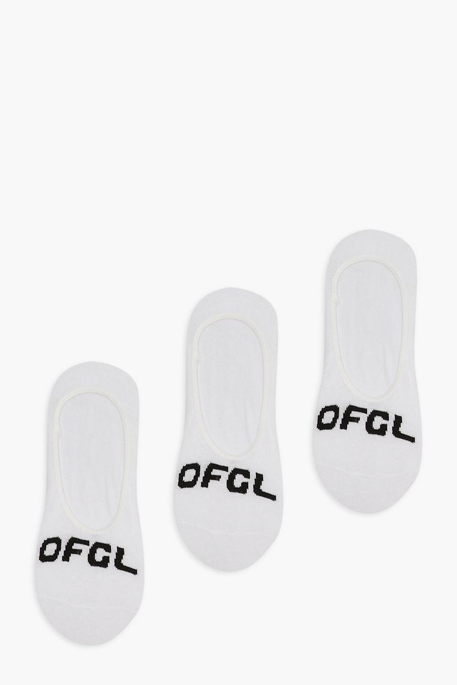White Ofcl Branded Invisible Socks 3 Pack image number 1