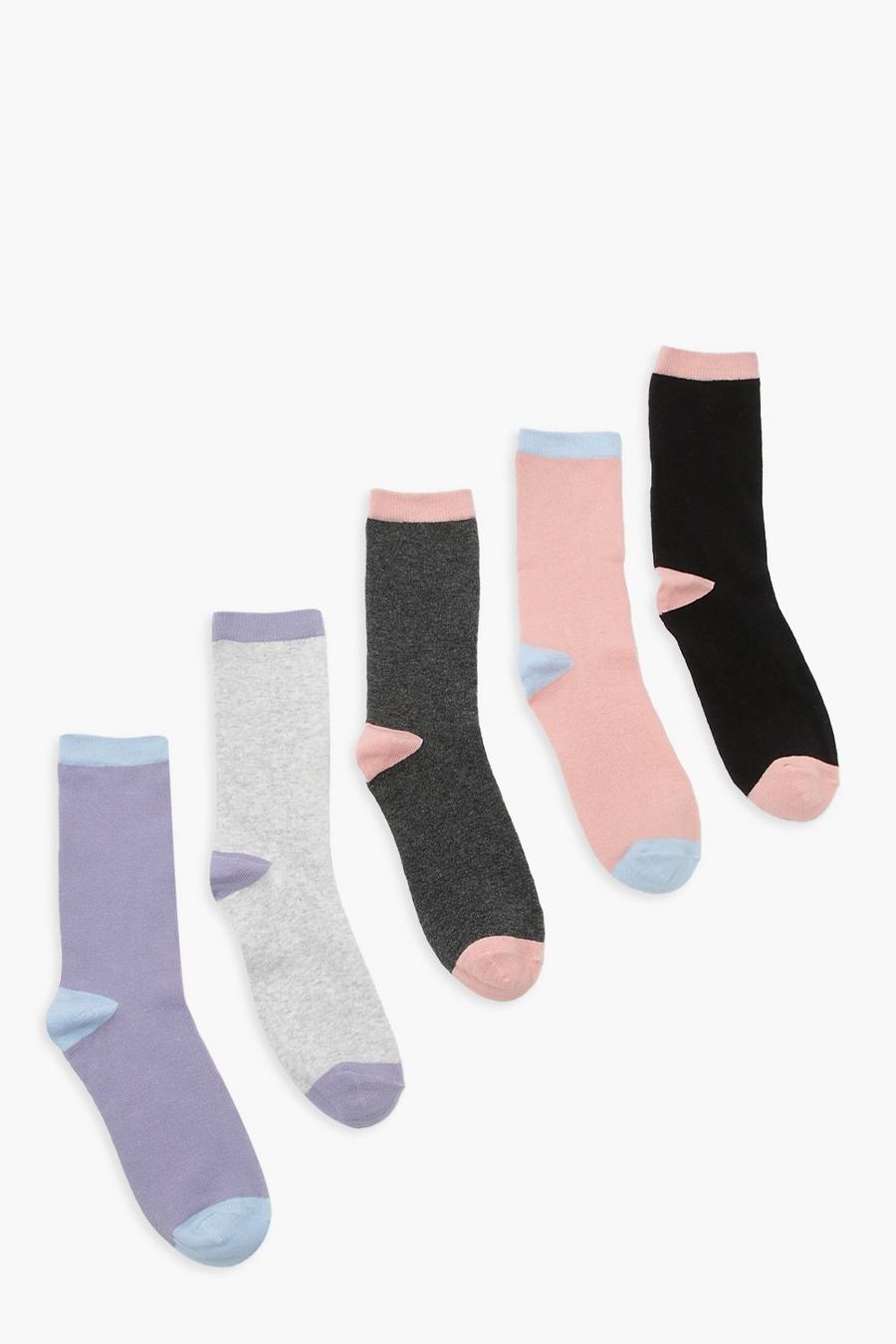 Multi Contrast Trim Ankle Socks 5 Pack image number 1