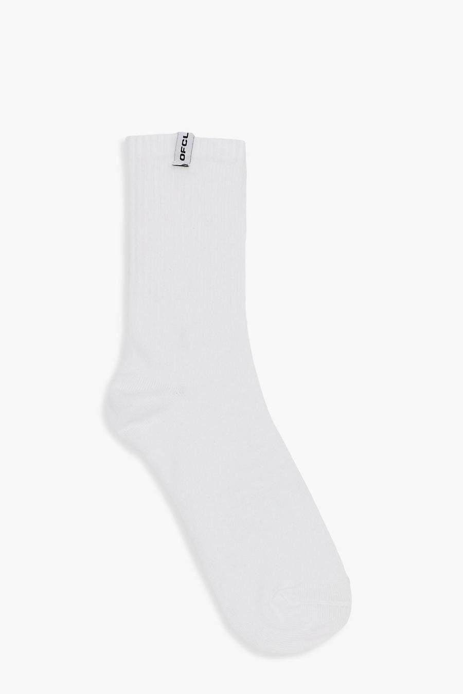 Calcetines deportivos con etiqueta marca Ofcl, Blanco image number 1