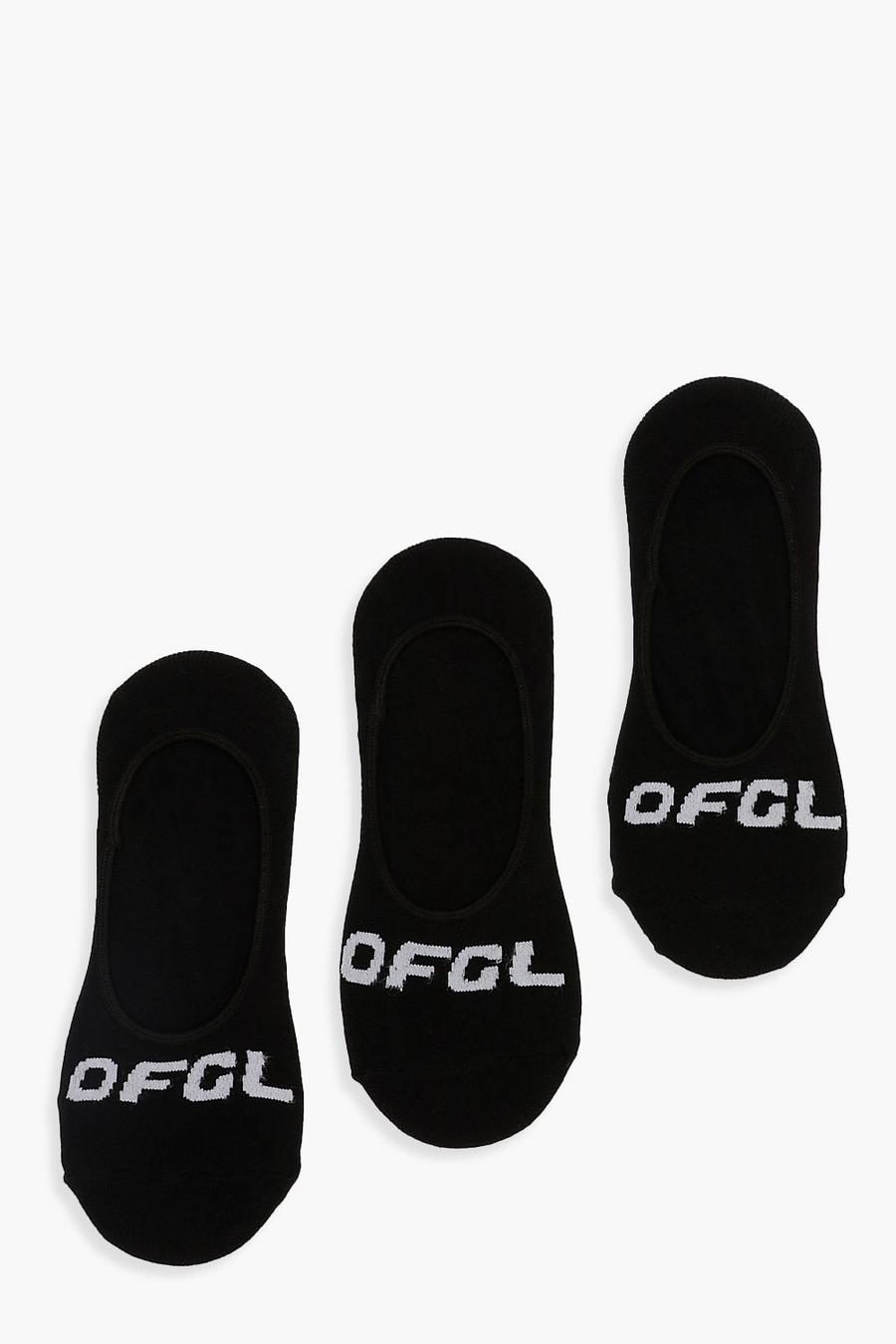 Black Ofcl Branded Invisible Socks 3 Pack image number 1