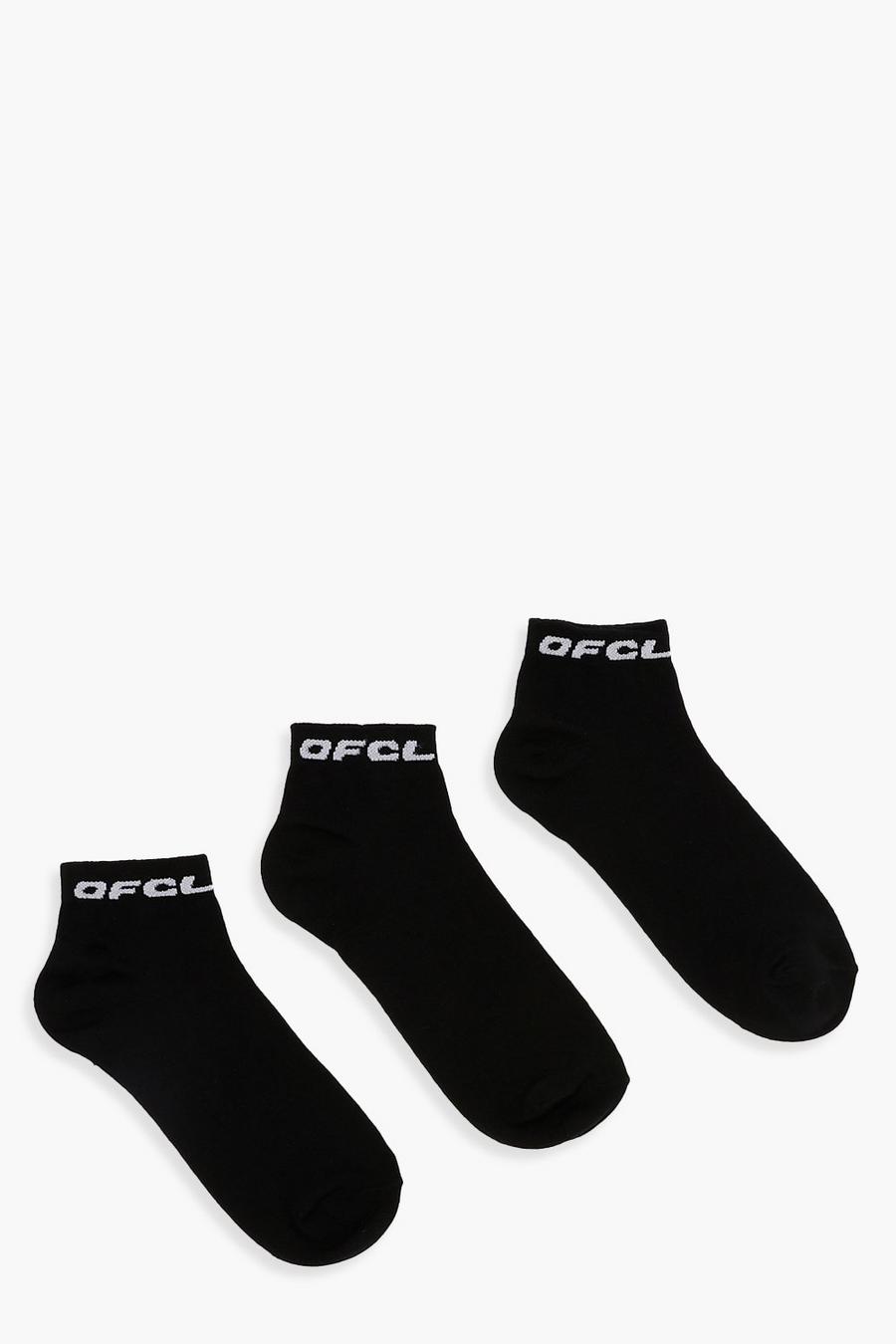 שחור מארז 3 זוגות גרביים ממותגים לנעלי ספורט Ofcl image number 1