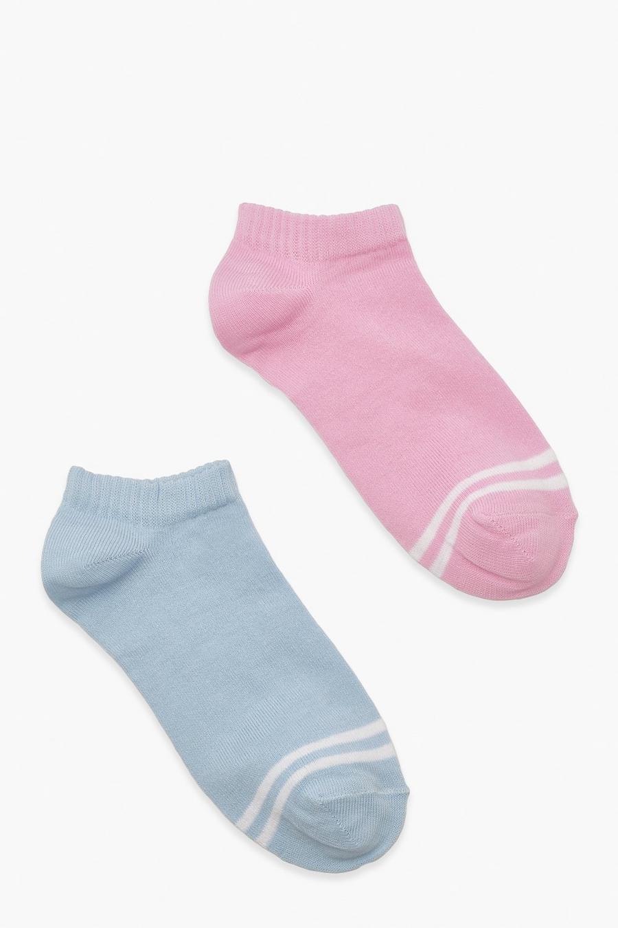 Multi 2 Pack Basic Striped Sneakers Sock  image number 1