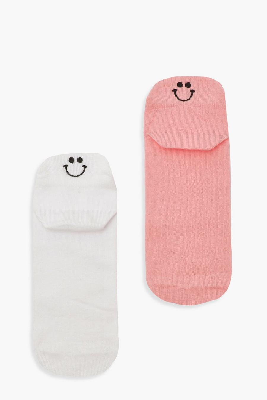 Multi 2 Pack Happy Face Sneakers Sock image number 1