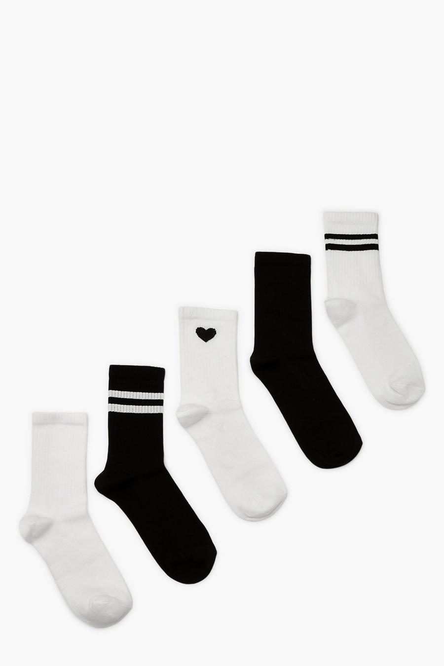 Blackwhite nero 5 Pack Sports Socks
