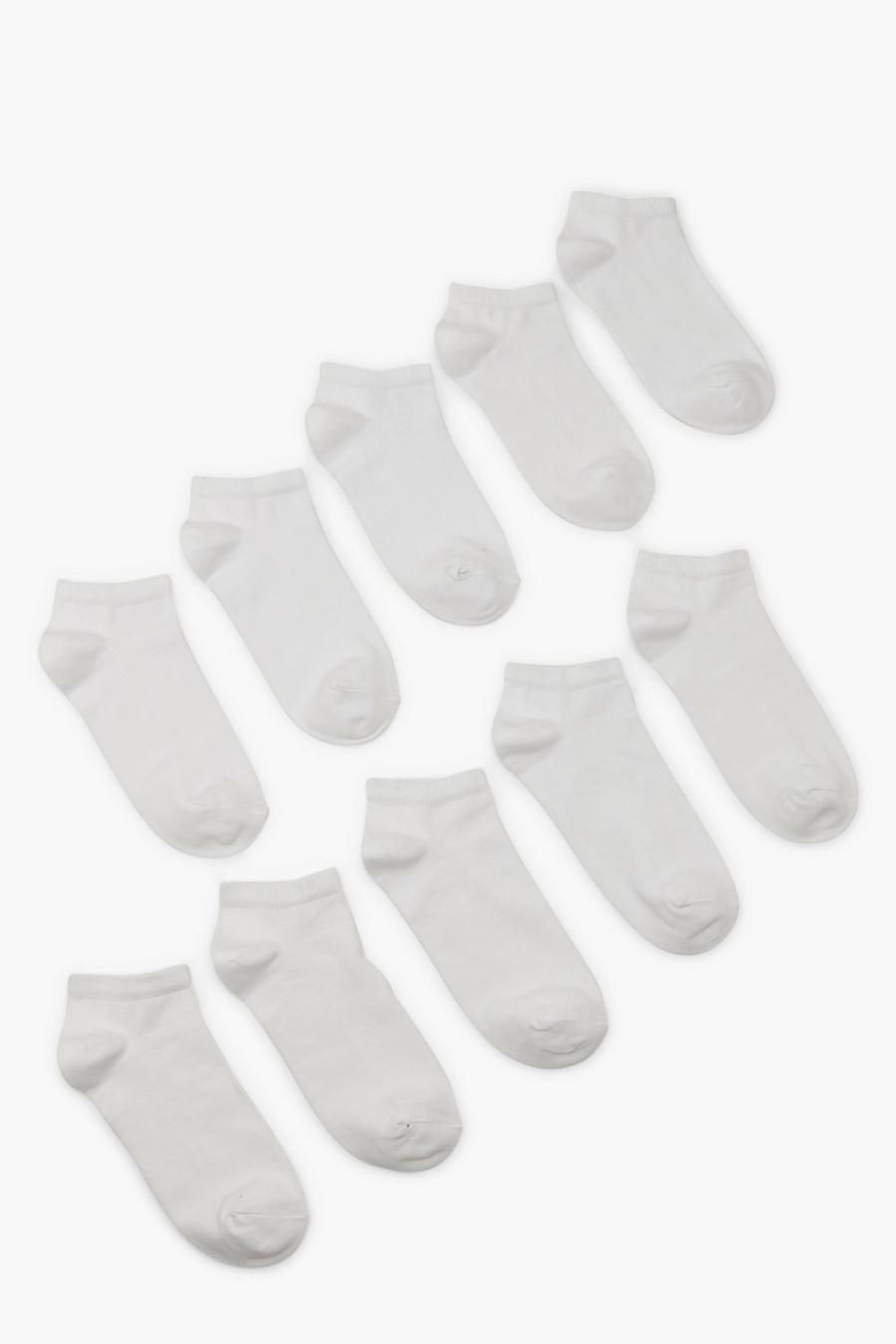 Lot de 10 pairs de chaussettes basiques, White blanc