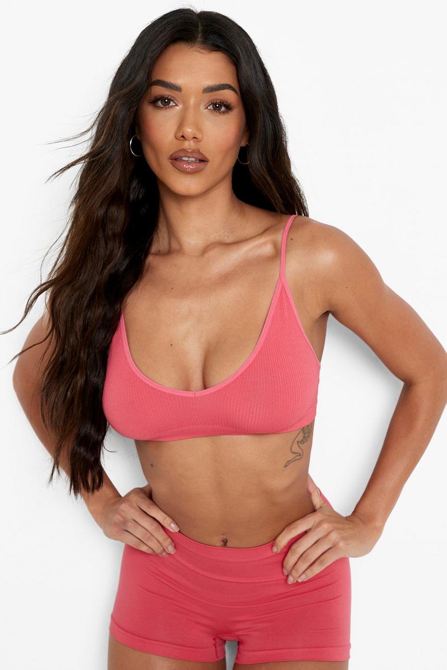 Magenta pink Seamless Neon Triangle Bralette image number 1