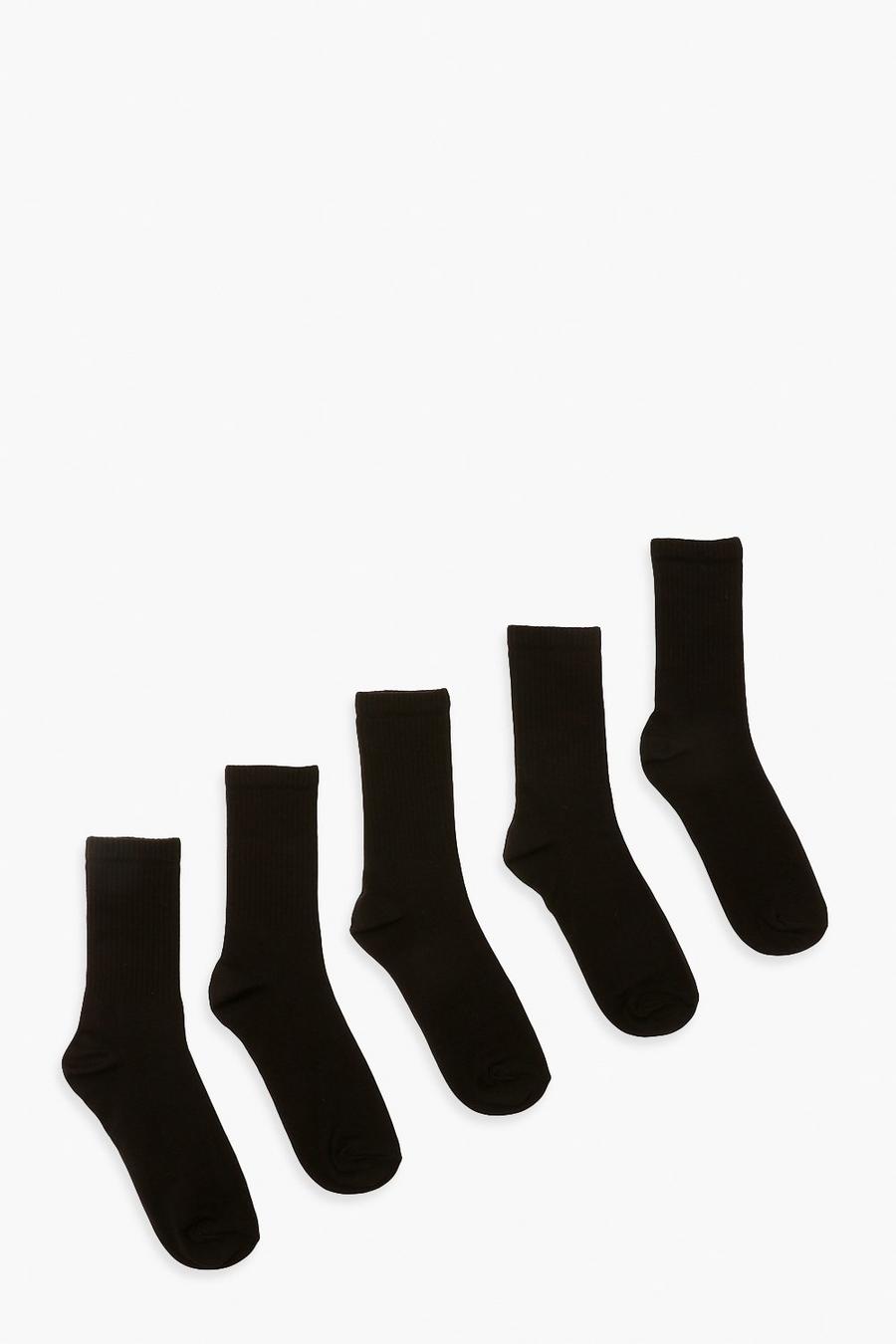 Black Sports Socks 5 Pack