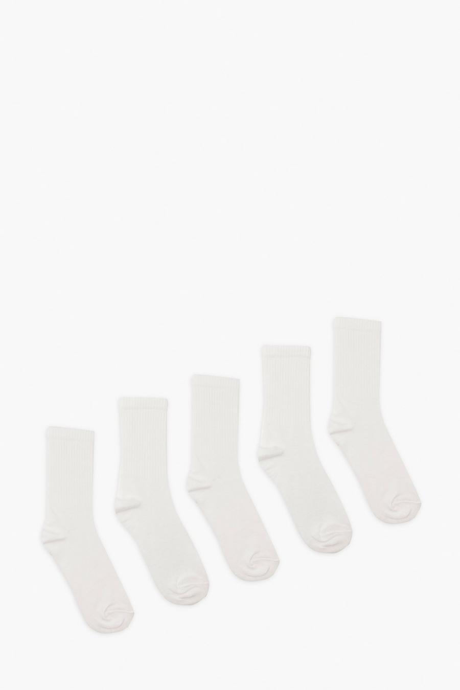 White Sports Socks 5 Pack