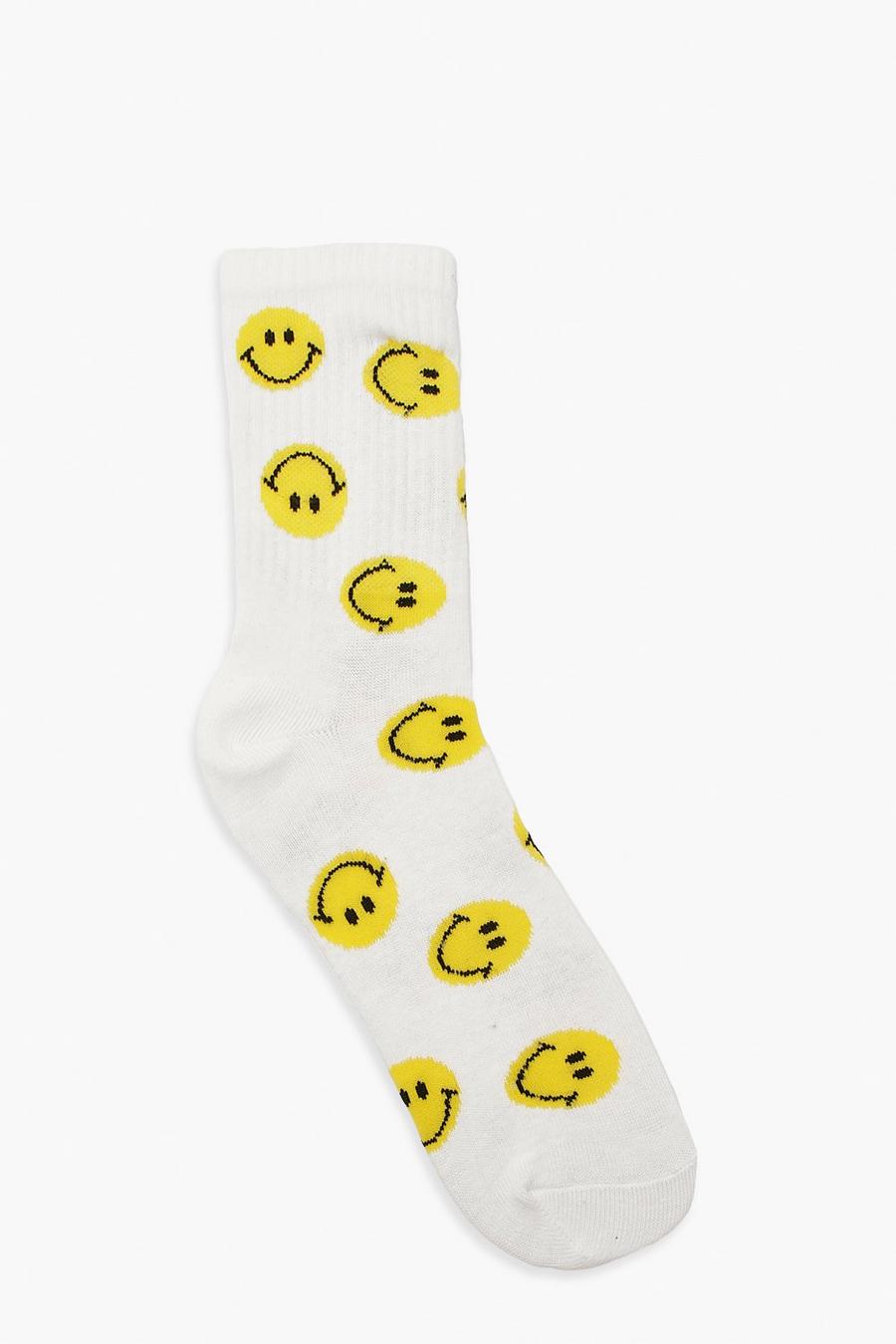 White Happy Print Ankle Sock image number 1