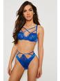 Cobalt blue Lace Strapping Underwire Bra