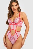 Pink Heart Embroidery Under Wire Body