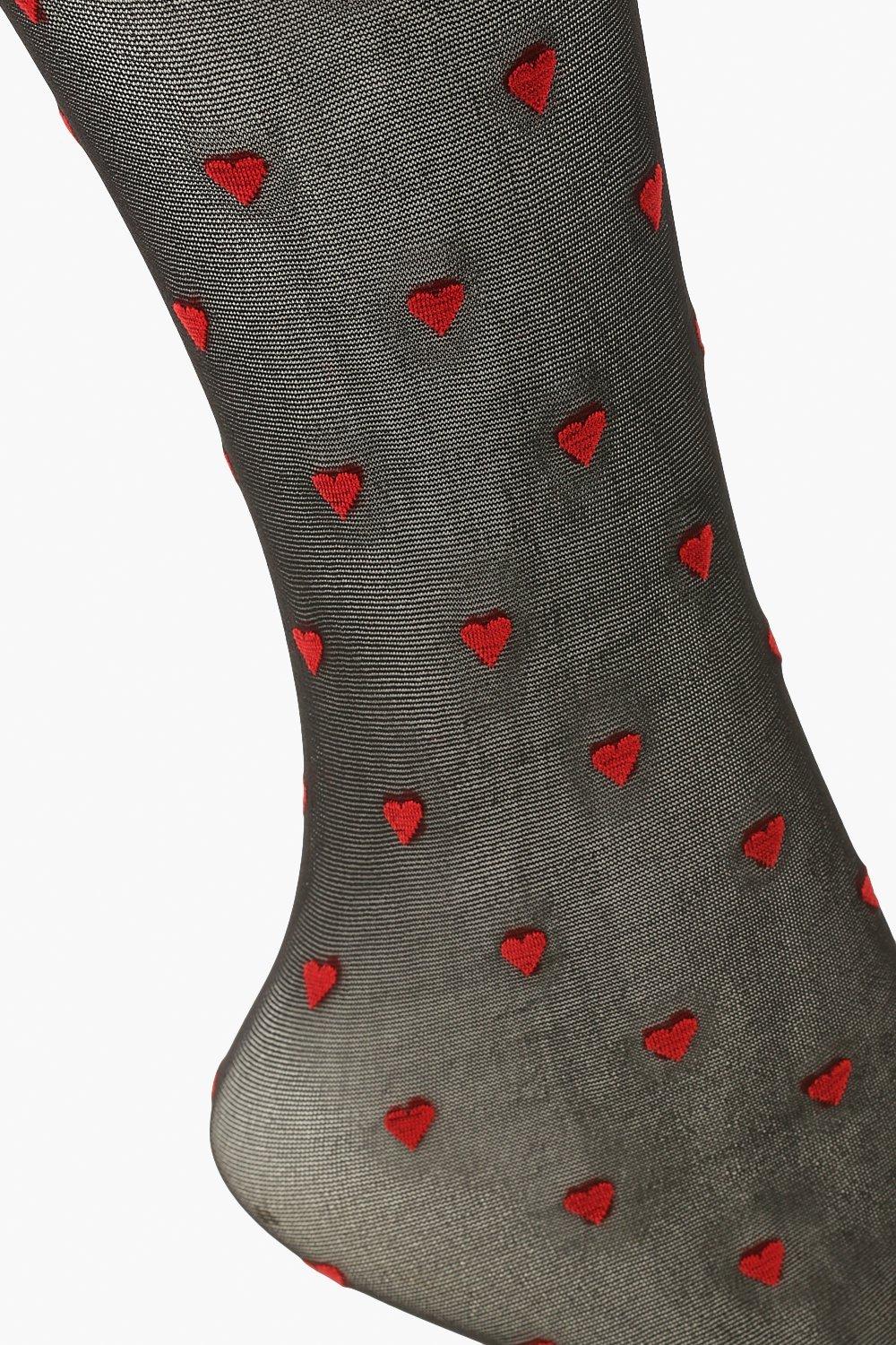 Black Pantyhose With Red Heart Shop Now