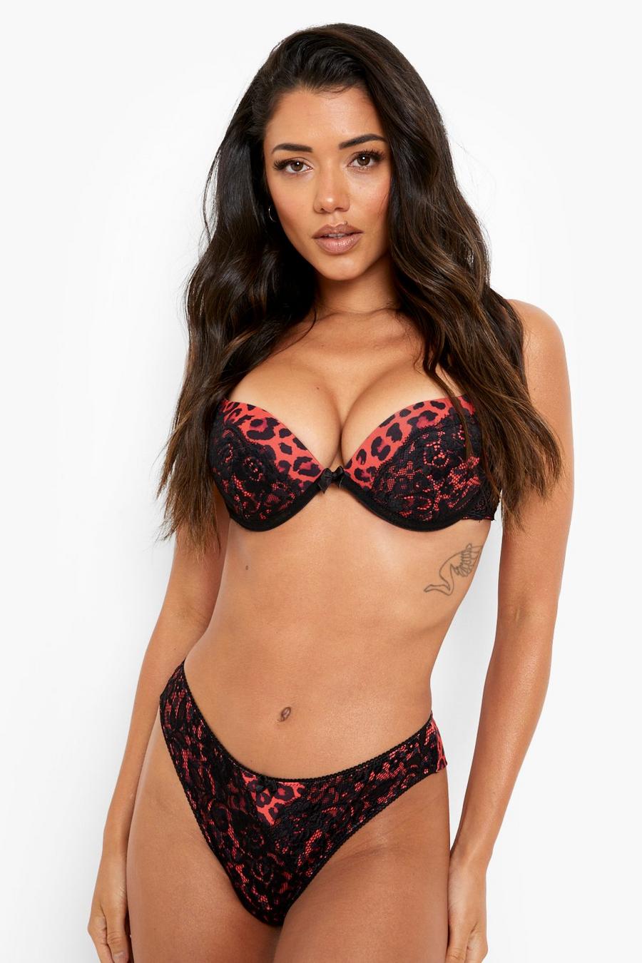 Super Push-Up BH mit Leopardenprint, Red image number 1