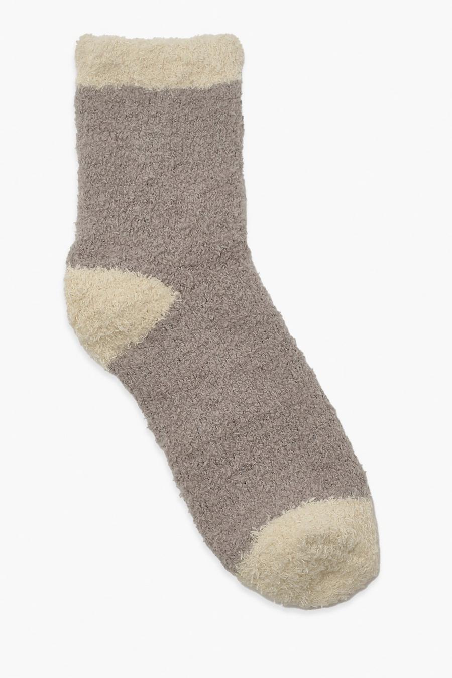 Grey Fluffy Bed Socks image number 1