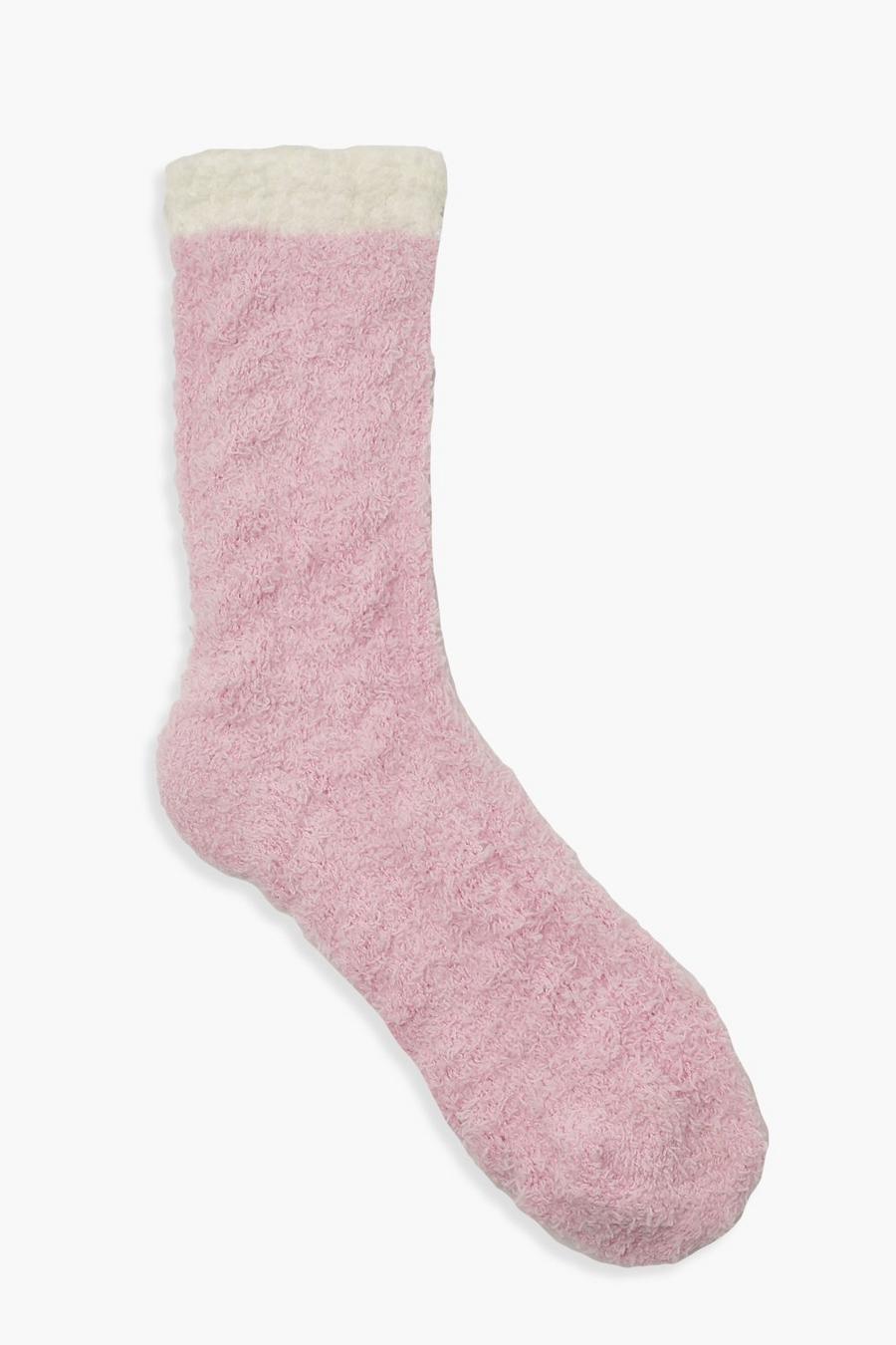 Pink Fluffy Textured Bed Socks image number 1