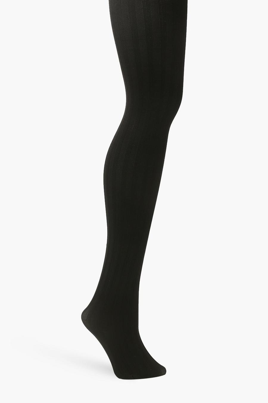 Black 4x4 Ribbed Tights image number 1