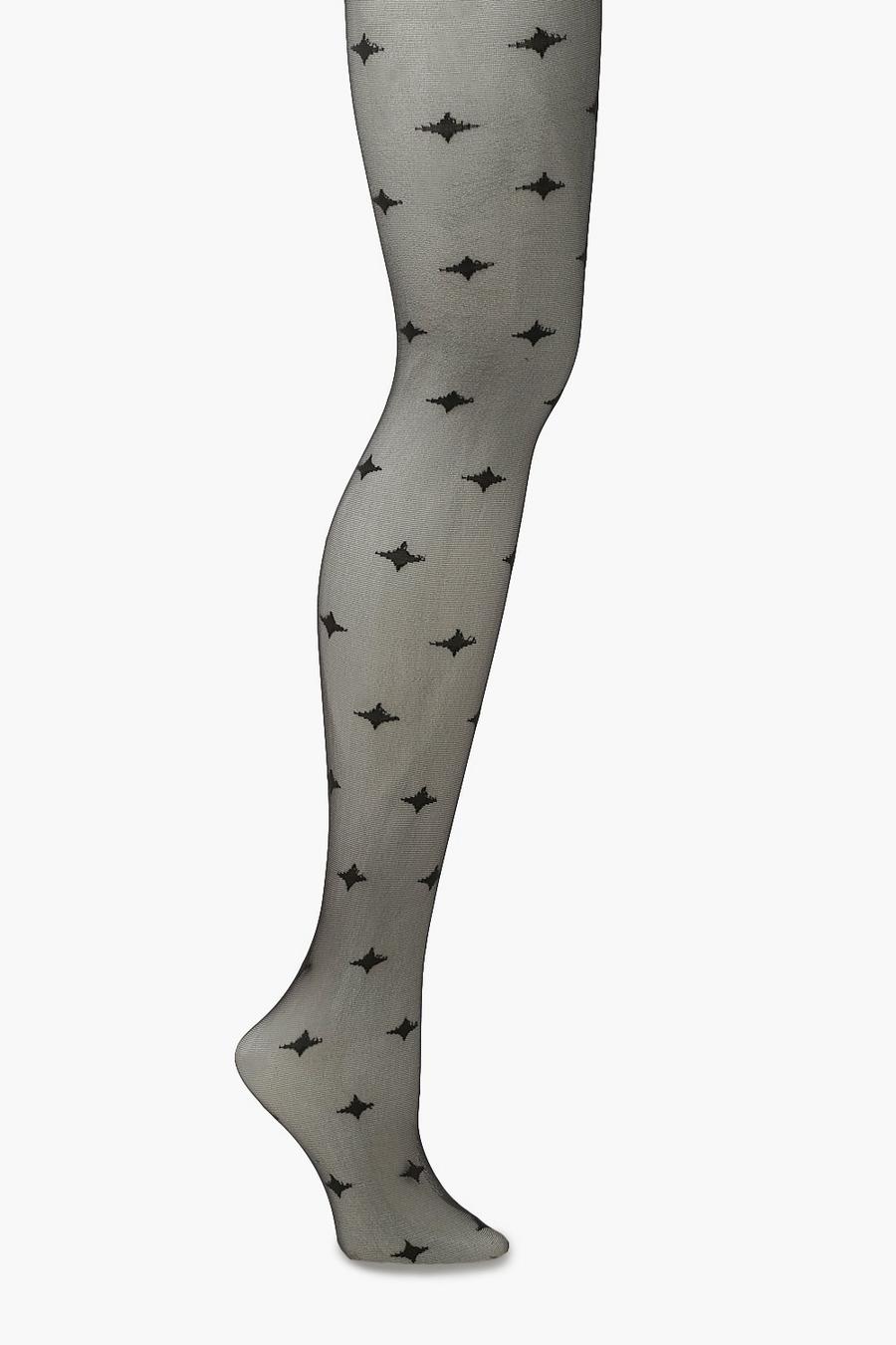 Black Diamond Print Tights image number 1