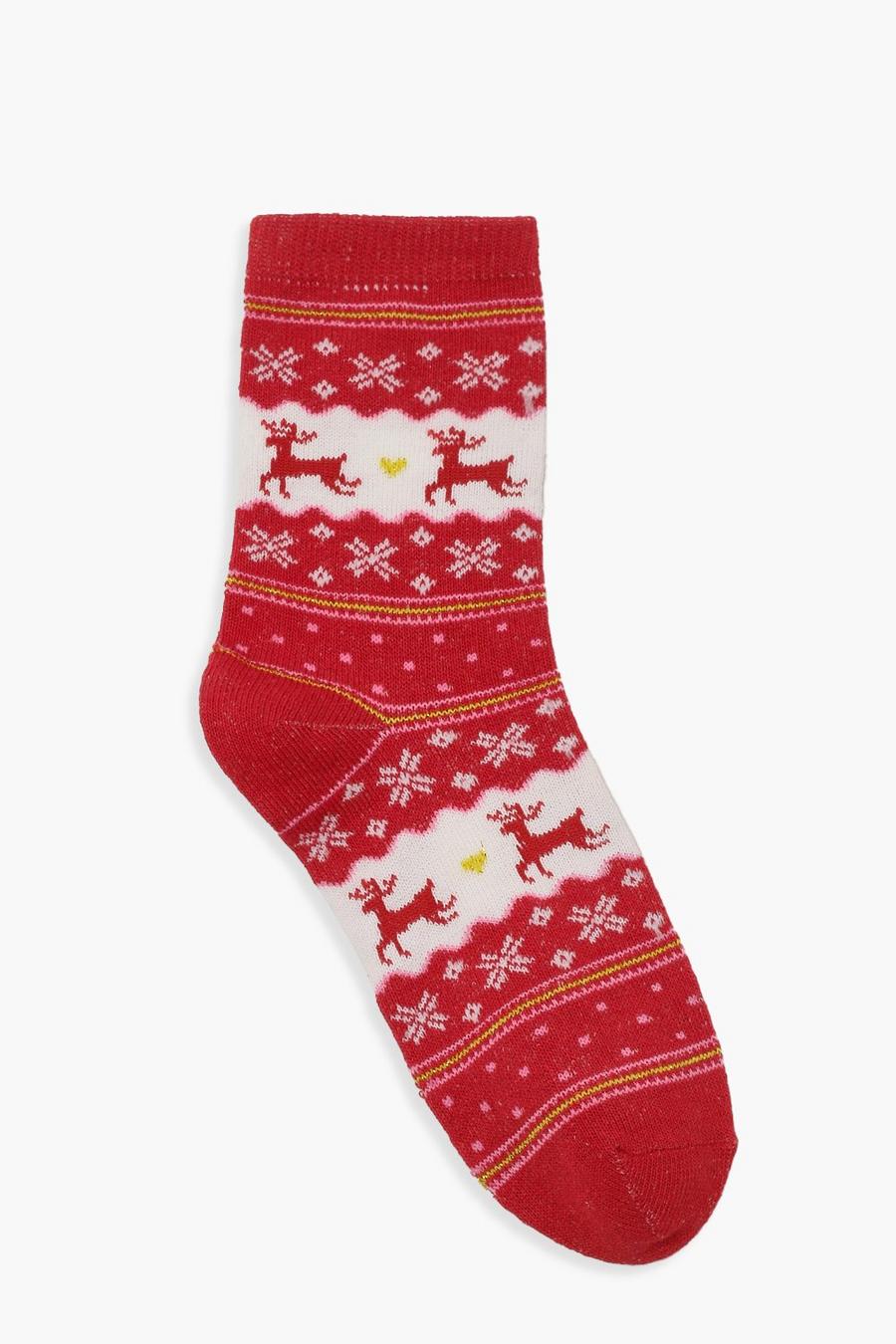 Red Fair Isle Printed Christmas Socks image number 1
