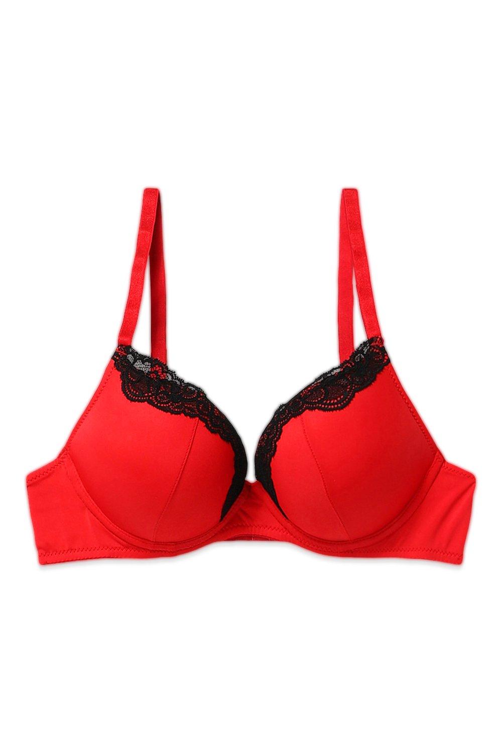 Super Push-up Bra with Lace - Red - Ladies