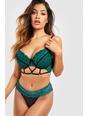 Emerald vert Eyelet Cut Out Lace Thong