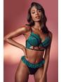 Emerald vert Valentines Eyelet Cut Out Lace Super Push Up Bra