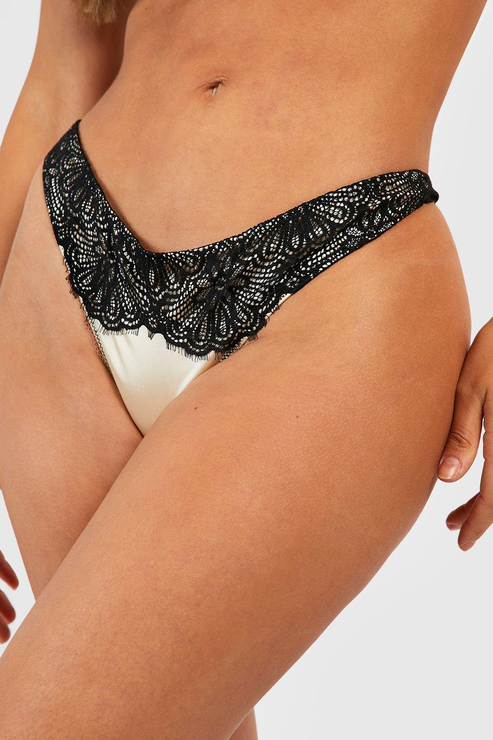 Satin Lace Thong