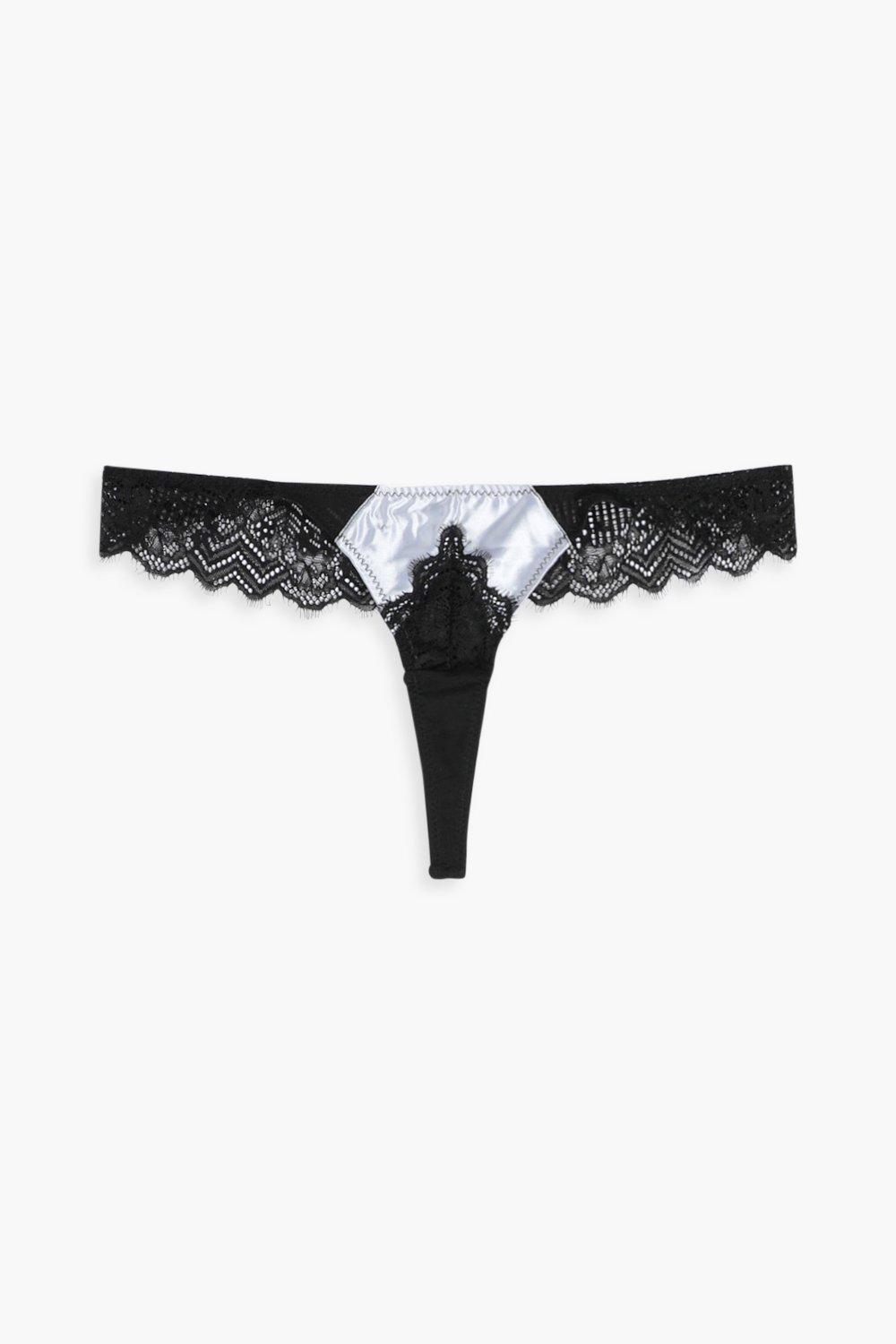 Premium Photo  Black satin women's underwear on a white background