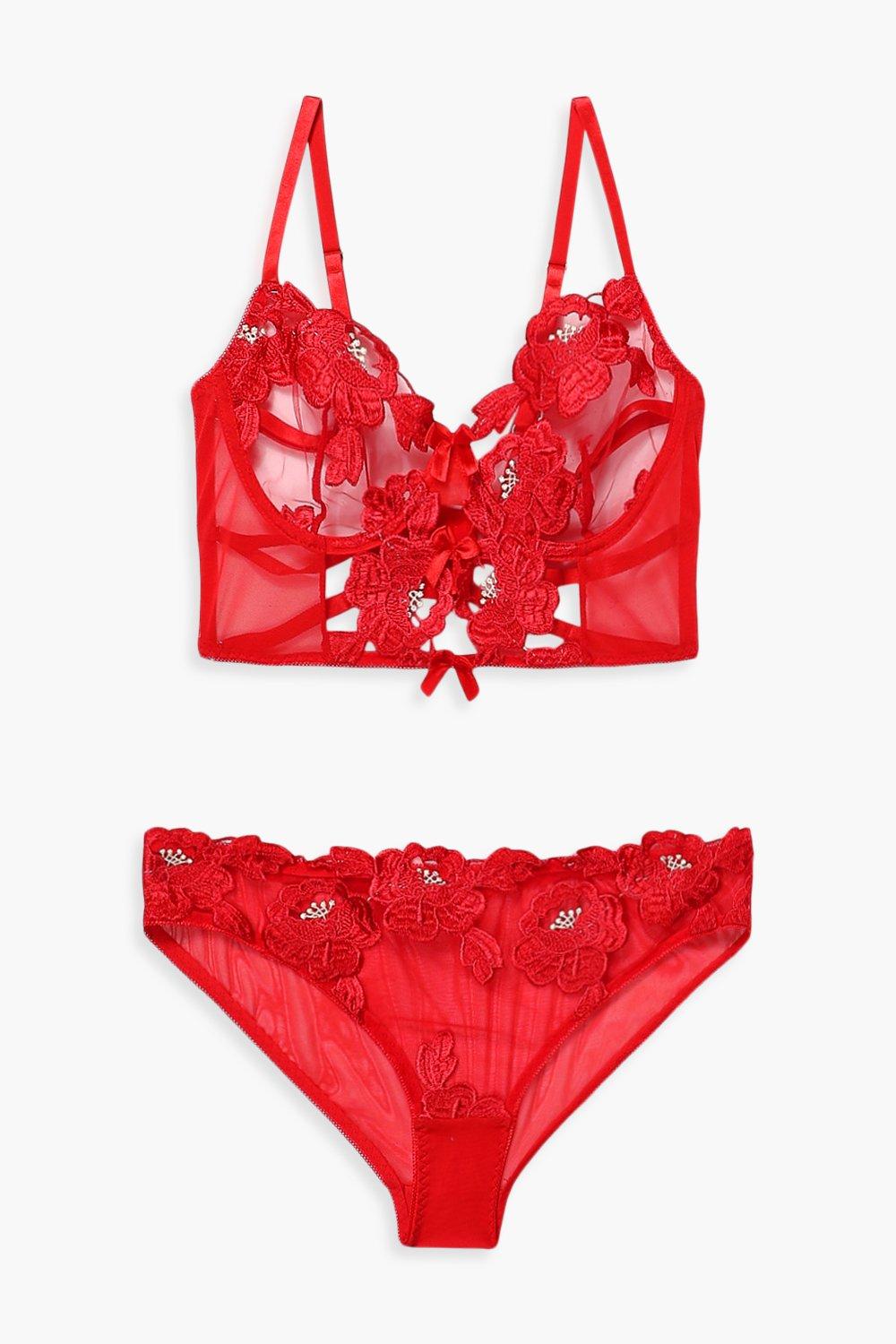 Underwear PolyesterTwo Pieces Home Female Valentines Lingerie Set, Red,  Large : : Clothing, Shoes & Accessories