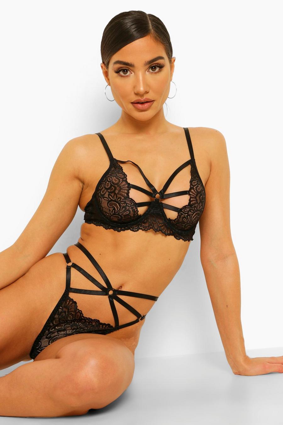 Black Cut Out Cup Underwire Bra image number 1