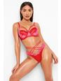 Red Satin Double Strapping Balcony Bra
