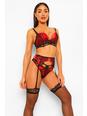 Red rosso Satin Strapping Suspender