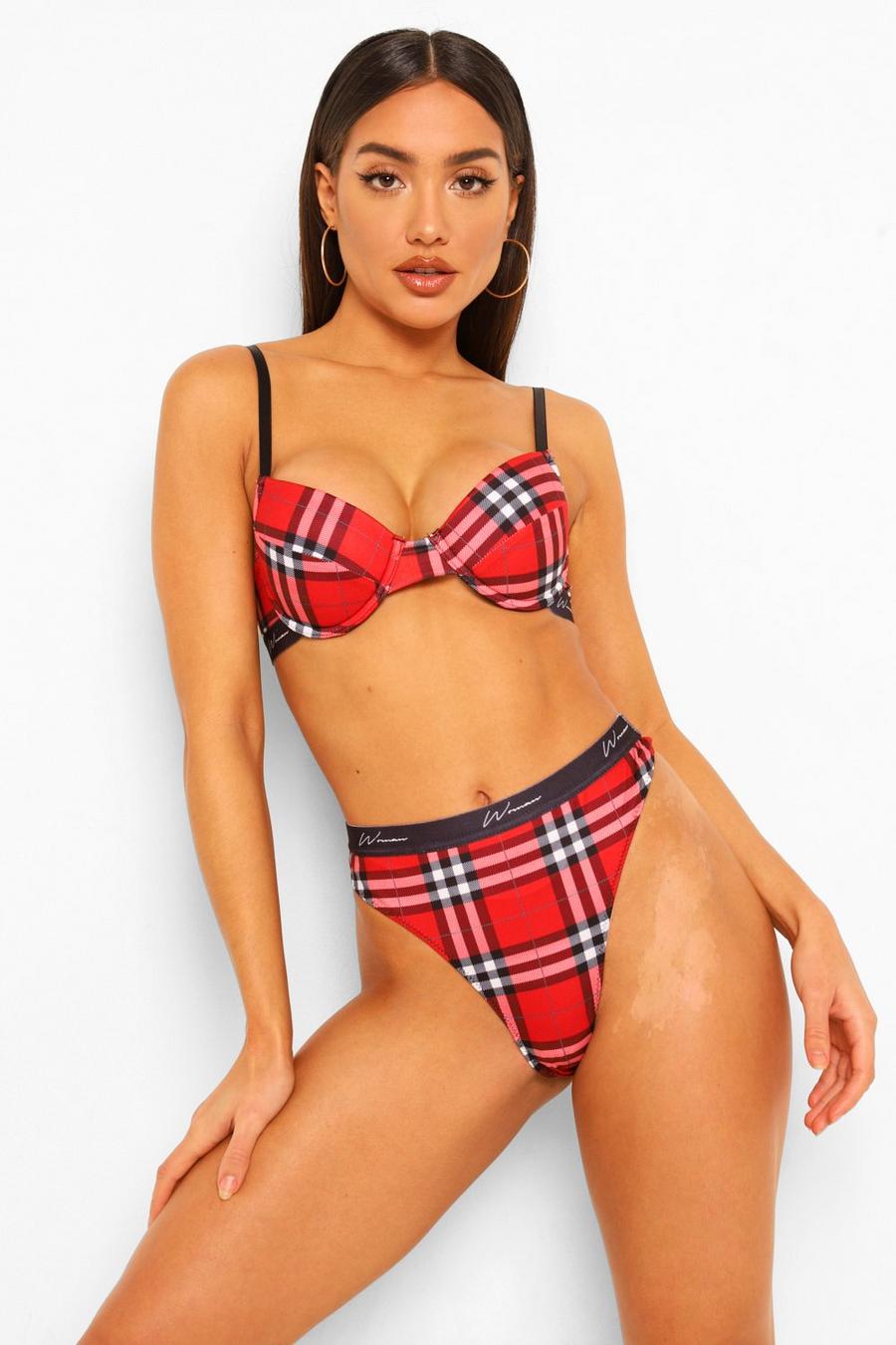 Red rosso Woman Tape Check Push Up Bra