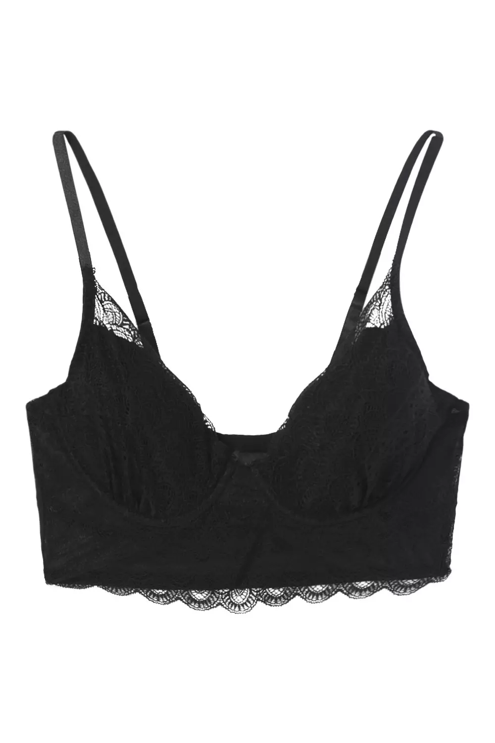 Longline Lace Frill Push Up Bra