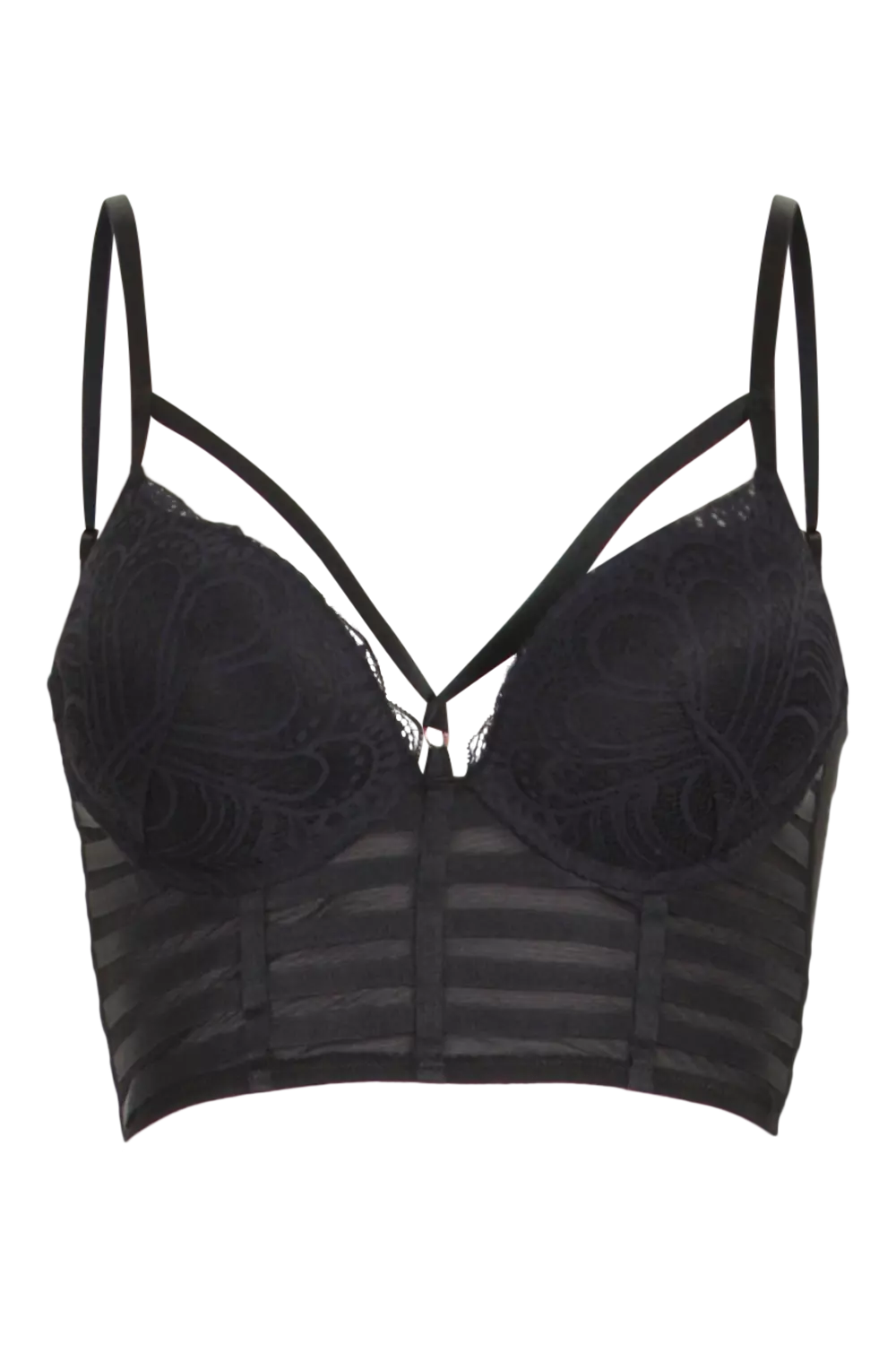 Black Layered Strapping Longline Super Push Up Bra alternative image